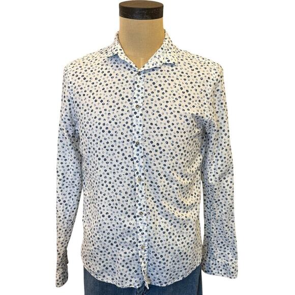 Zara Other - ZARA Man Slim Fit Blue Floral Button Down Shirt size M